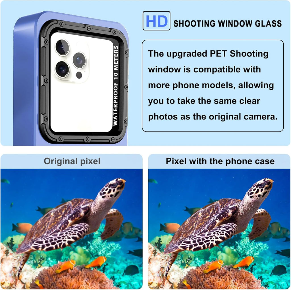 2025 Professiona Waterproof Phone Case, Outdoor Diving Snorkeling Swimming Surfing Underwater Touch Screen Housing Cover for iPhone 16 Pro Max Samsung S25 Ultra No More Than 6.9 Inch (Blue Silver)